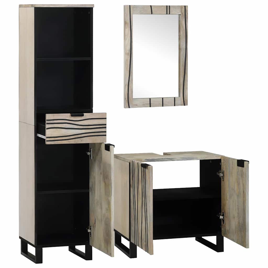 Σετ Επίπλων Μπάνιου με συρτάρι 3 pcs Λευκό Επεξεργασμένο ξύλο