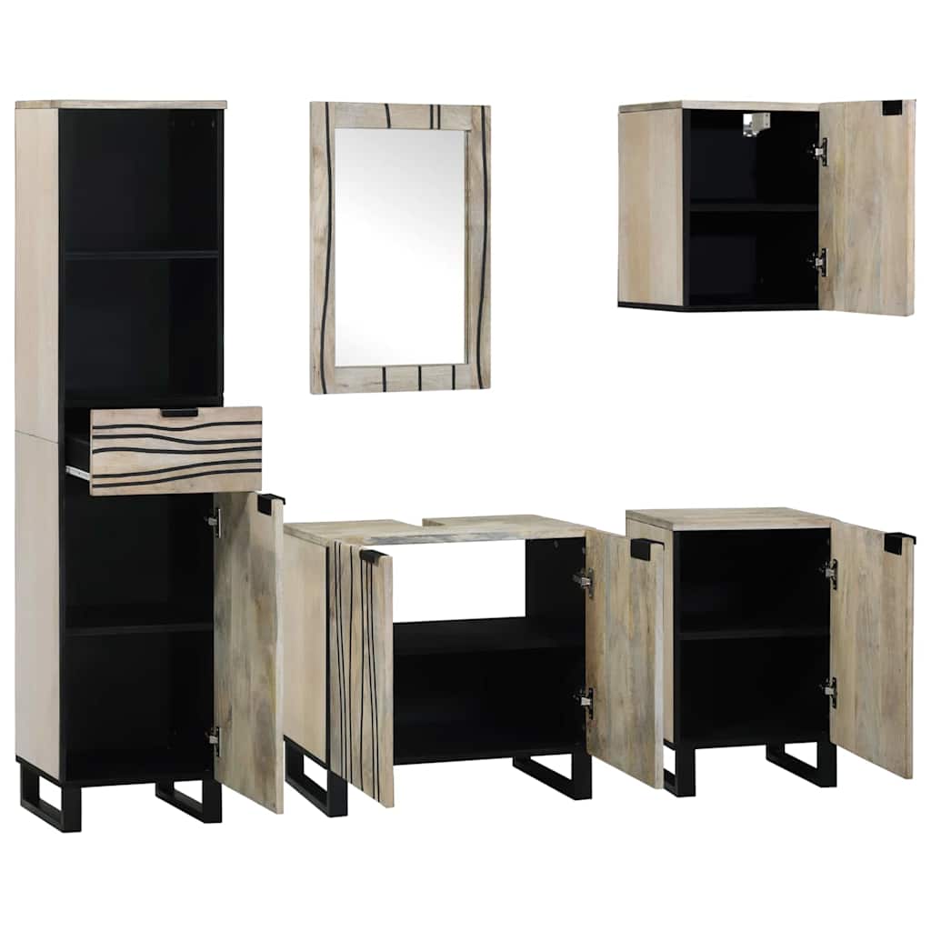 Σετ Επίπλων Μπάνιου 5 pcs Καρυδιά Καφέ Επεξεργασμένο ξύλο