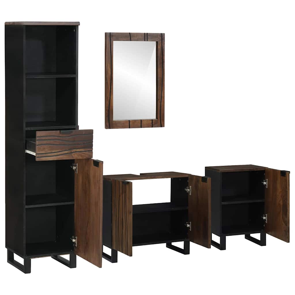 Σετ Επίπλων Μπάνιου με συρτάρι 4 pcs Λευκό Επεξεργασμένο ξύλο