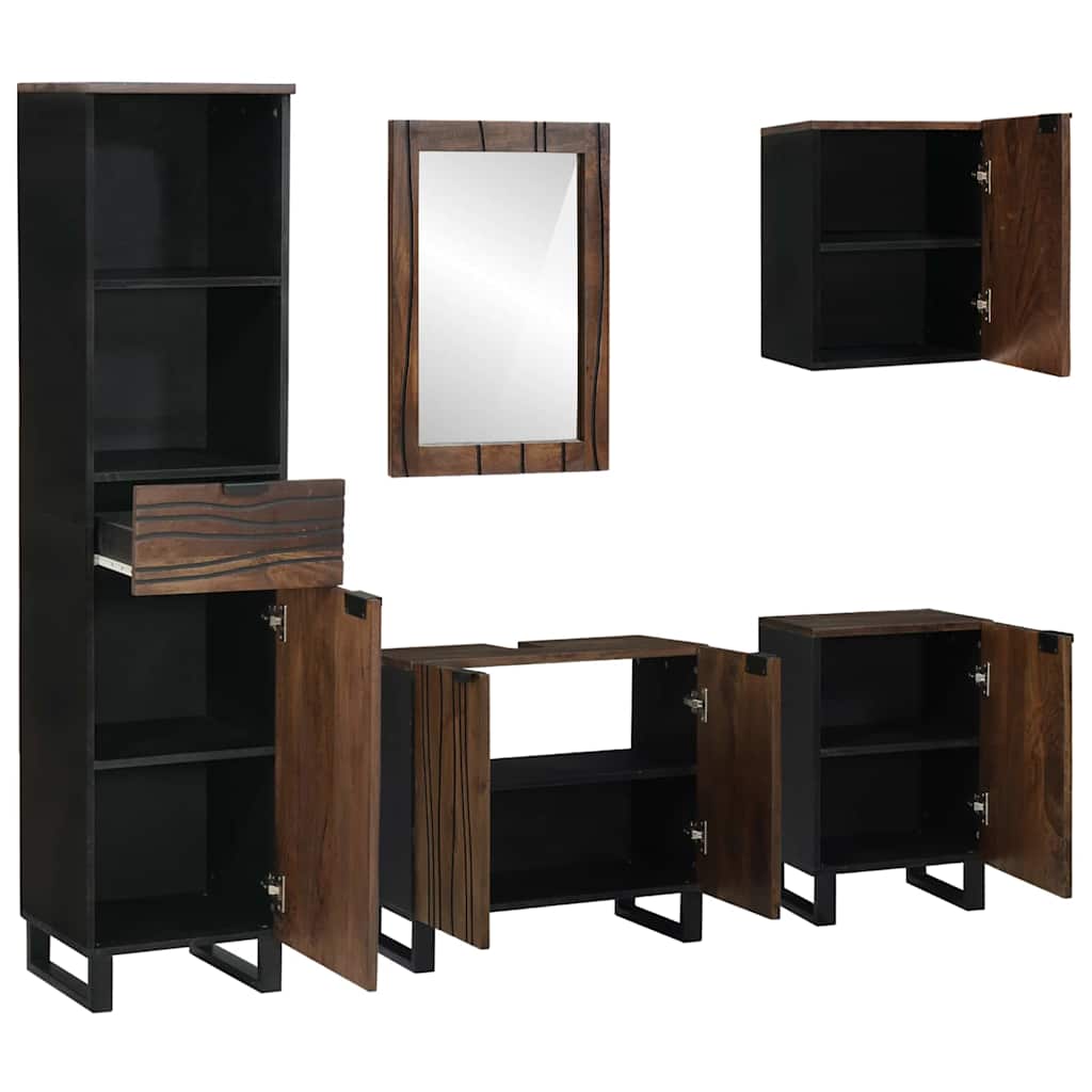 Σετ Επίπλων Μπάνιου με συρτάρι 5 pcs Λευκό Επεξεργασμένο ξύλο