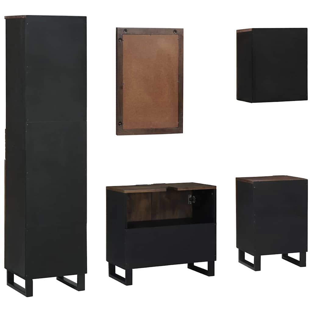 Σετ Επίπλων Μπάνιου με συρτάρι 5 pcs Λευκό Επεξεργασμένο ξύλο