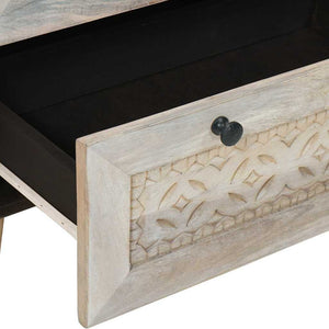Πλαϊνό γραφείο 2 pcs Λευκό 120 x 33,5 x 75 εκ Μασίφ ξύλο μάνγκο - Pakobazaar
