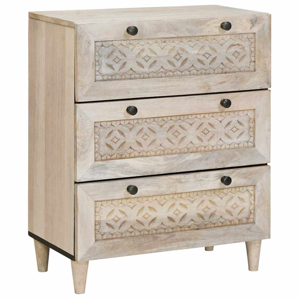 Πλαϊνό γραφείο 2 pcs Λευκό 120 x 33,5 x 75 εκ Μασίφ ξύλο μάνγκο - Pakobazaar