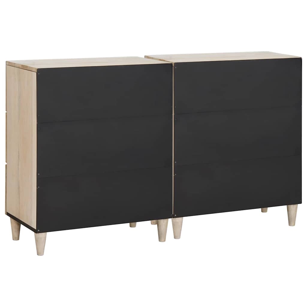 Πλαϊνό γραφείο 2 pcs Λευκό 120 x 33,5 x 75 εκ Μασίφ ξύλο μάνγκο - Pakobazaar
