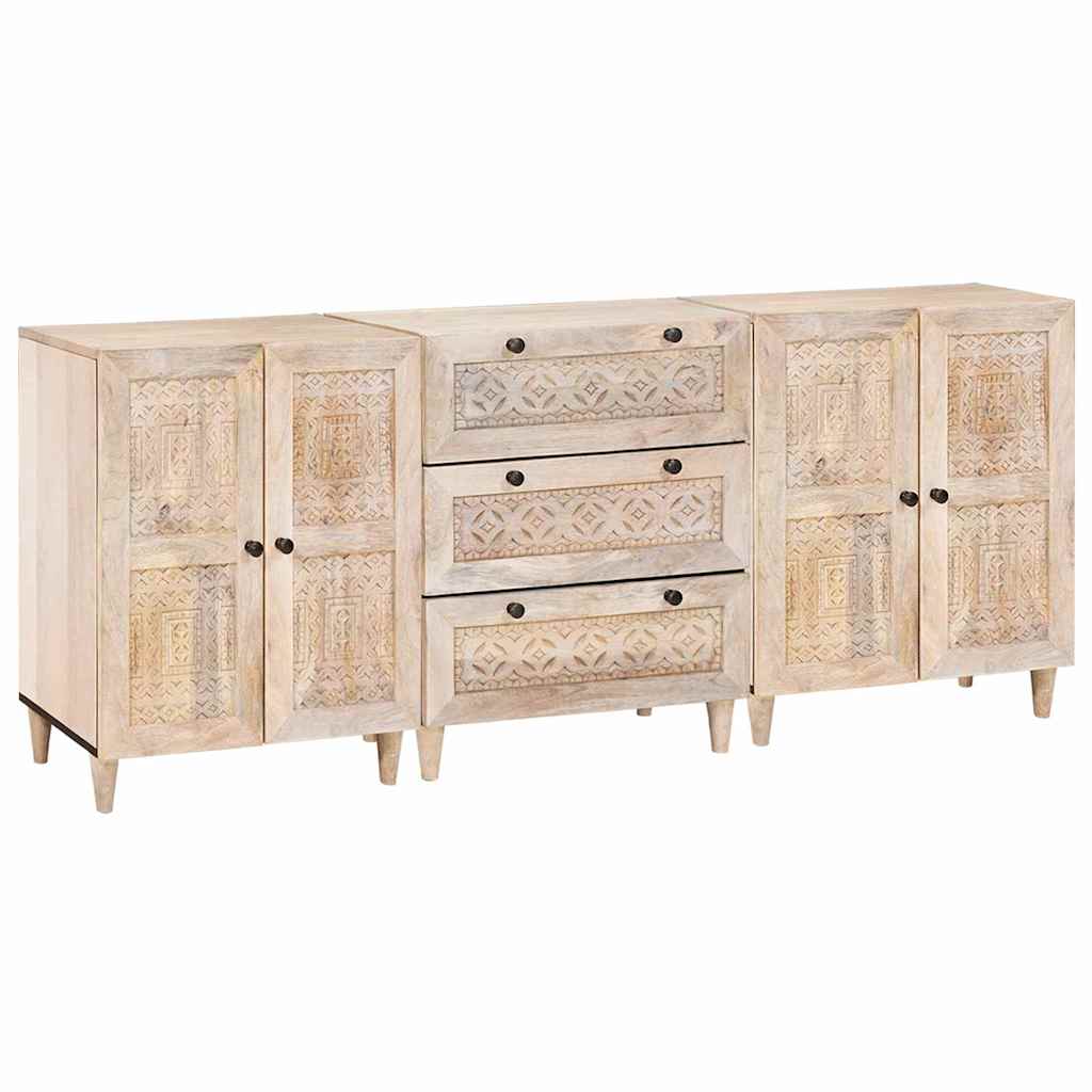 Πλαϊνό γραφείο 3 pcs Λευκό 180 x 33,5 x 75 εκ. - Pakobazaar