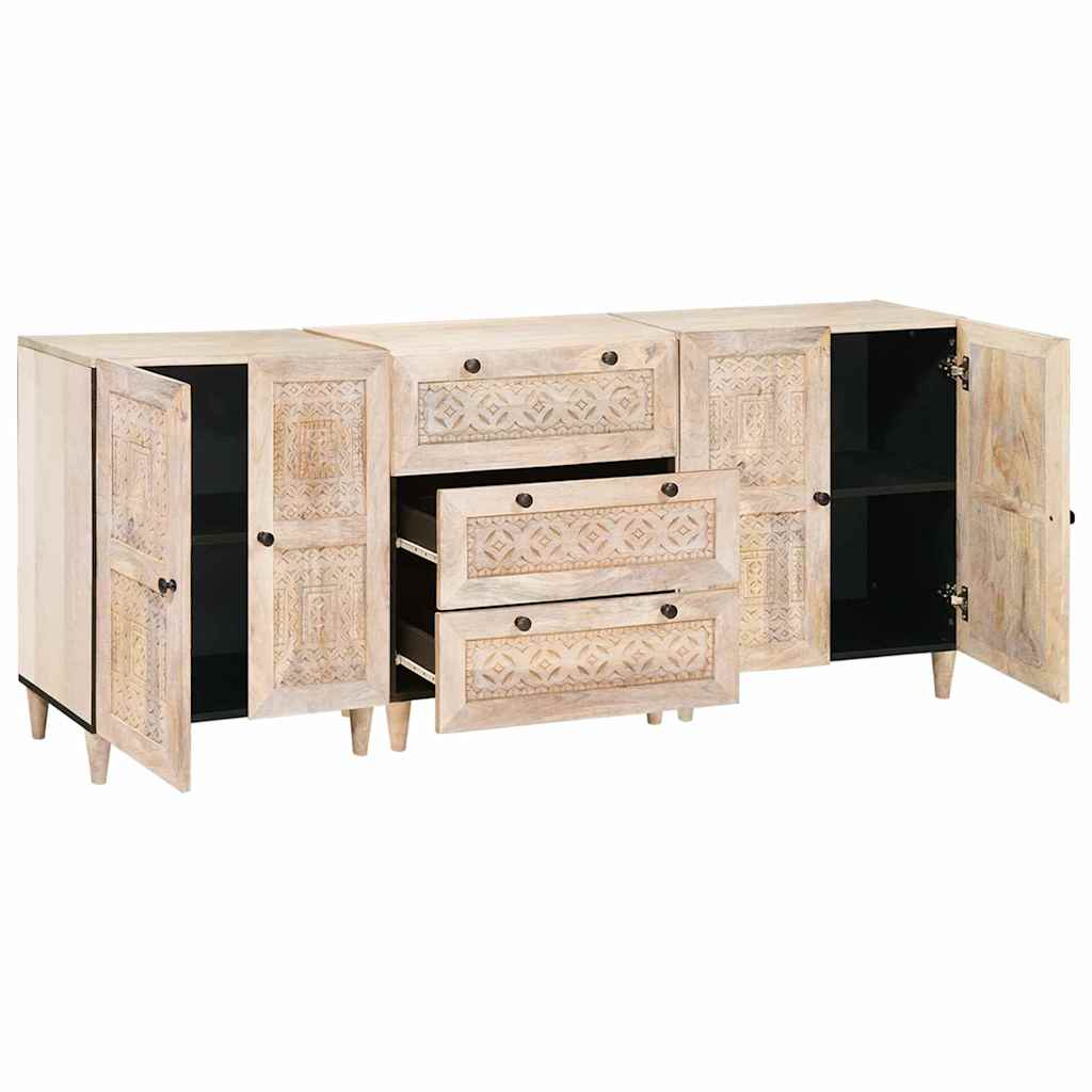 Πλαϊνό γραφείο 3 pcs Λευκό 180 x 33,5 x 75 εκ. - Pakobazaar