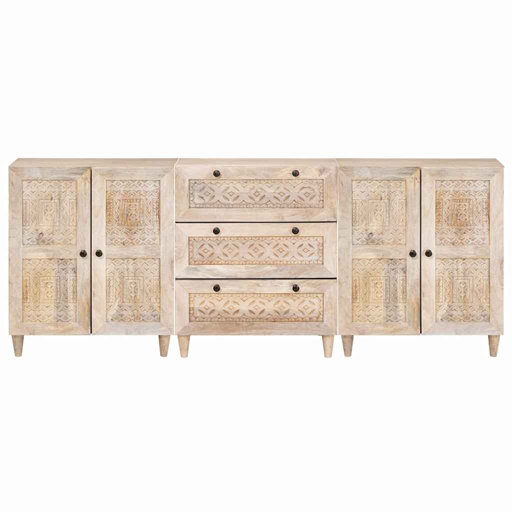 Πλαϊνό γραφείο 3 pcs Λευκό 180 x 33,5 x 75 εκ. - Pakobazaar