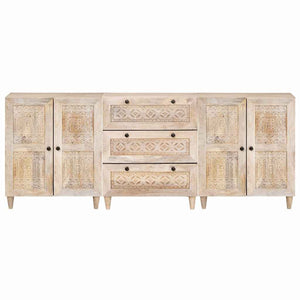 Πλαϊνό γραφείο 3 pcs Λευκό 180 x 33,5 x 75 εκ. - Pakobazaar