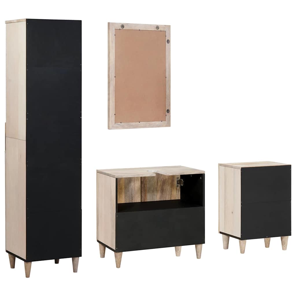 Σετ Επίπλων Μπάνιου με συρτάρι 4 pcs Λευκό Επεξεργασμένο ξύλο