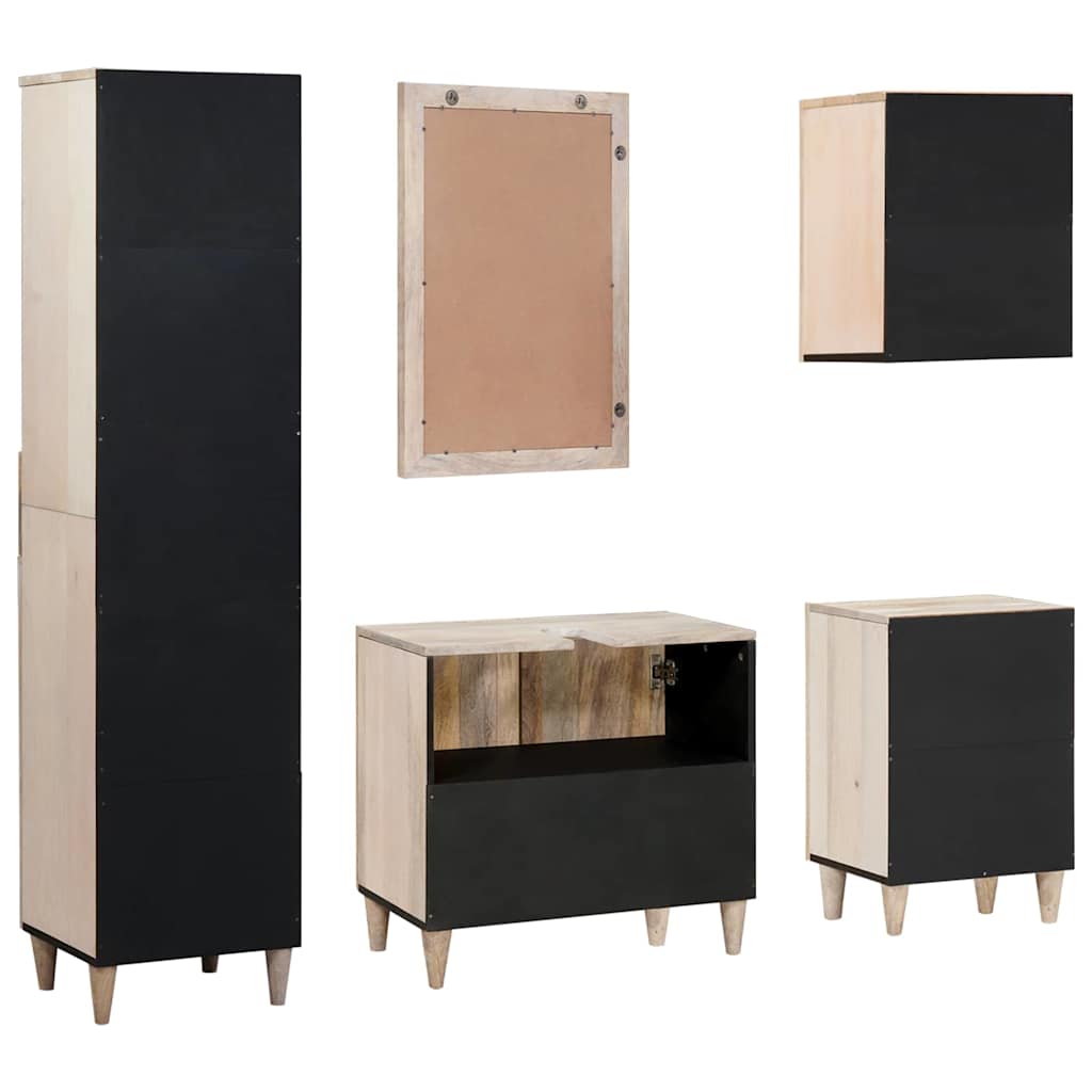 Σετ Επίπλων Μπάνιου με συρτάρι 5 pcs Λευκό Επεξεργασμένο ξύλο