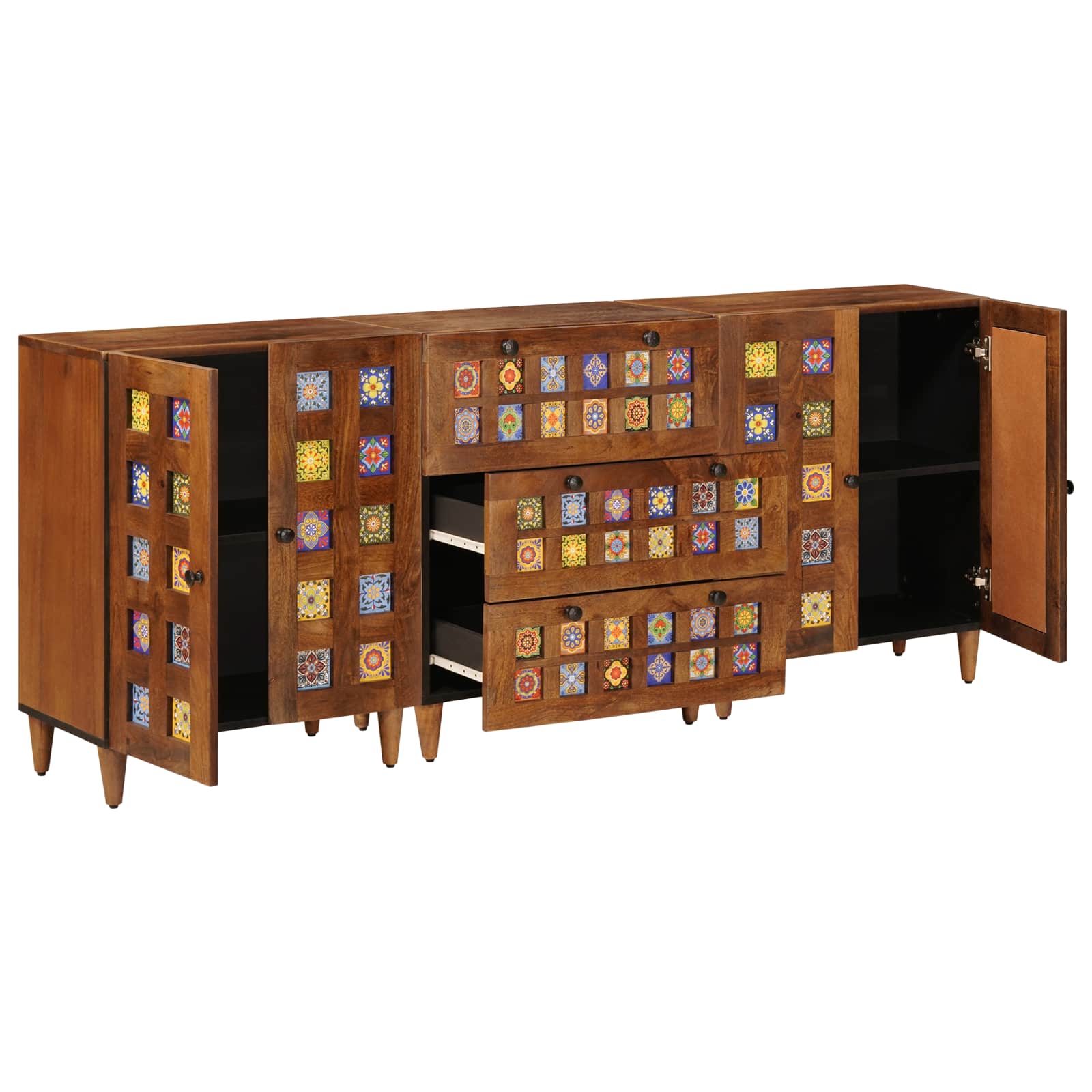 Πλαϊνό γραφείο 3 pcs Καρυδιά 60 x 33,5 x 75 εκ.