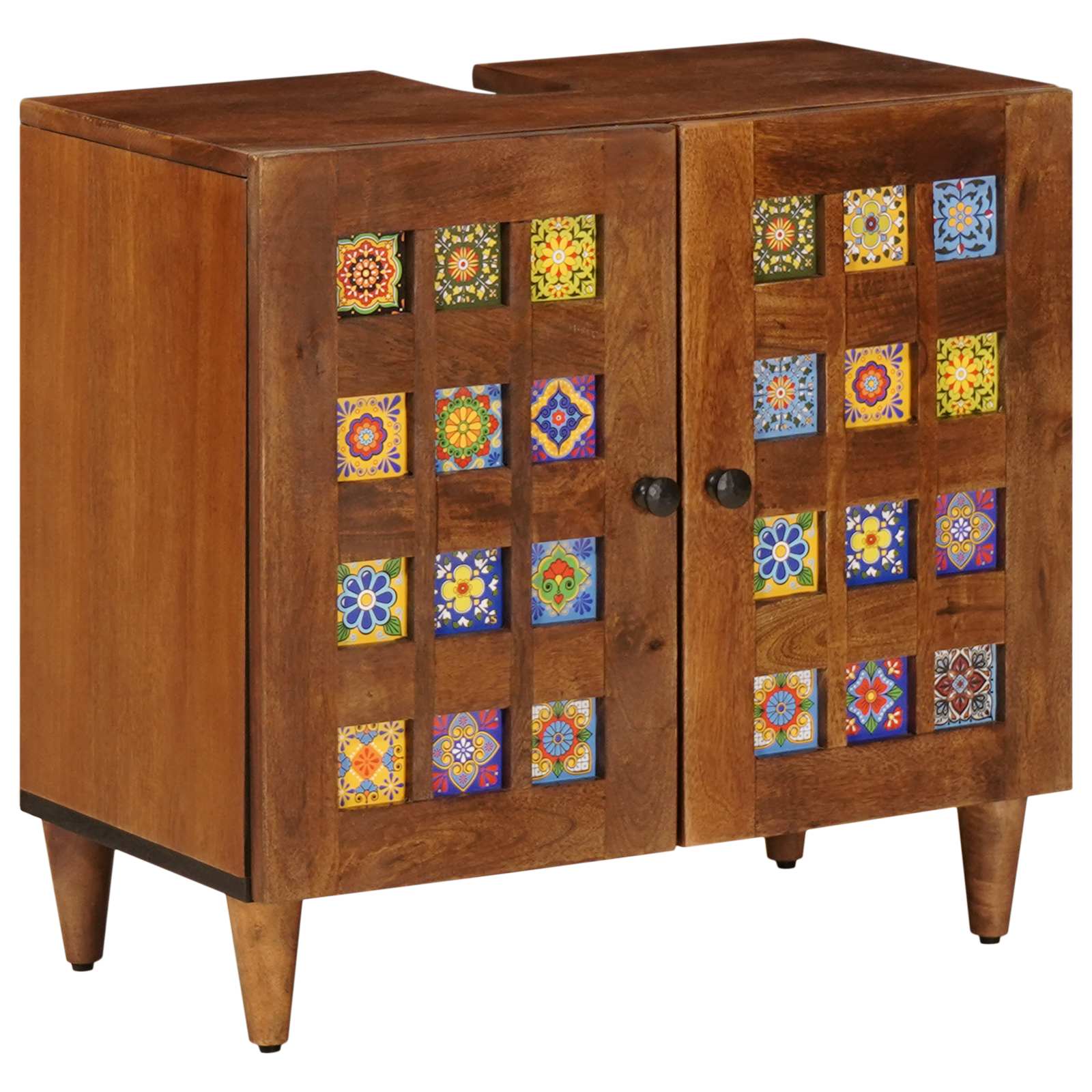 Σετ Επίπλων Μπάνιου με συρτάρι 4 pcs Καρυδιά Στερεό ξύλο μάνγκο