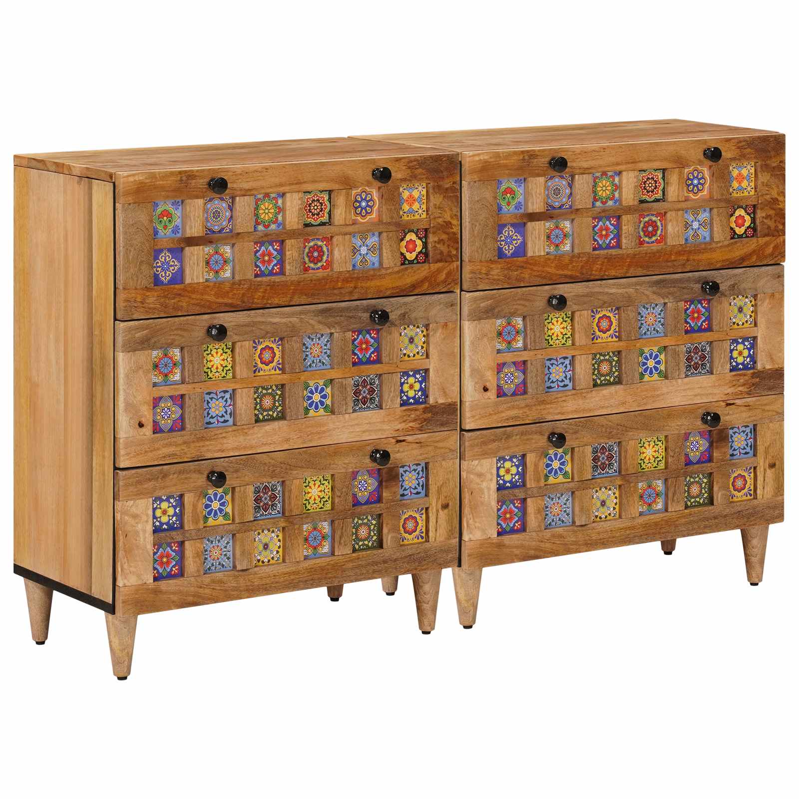 Πλαϊνό γραφείο 2 pcs Φυσικό 60 x 33 x 75 cm Στερεό ξύλο μάνγκο - Pakobazaar