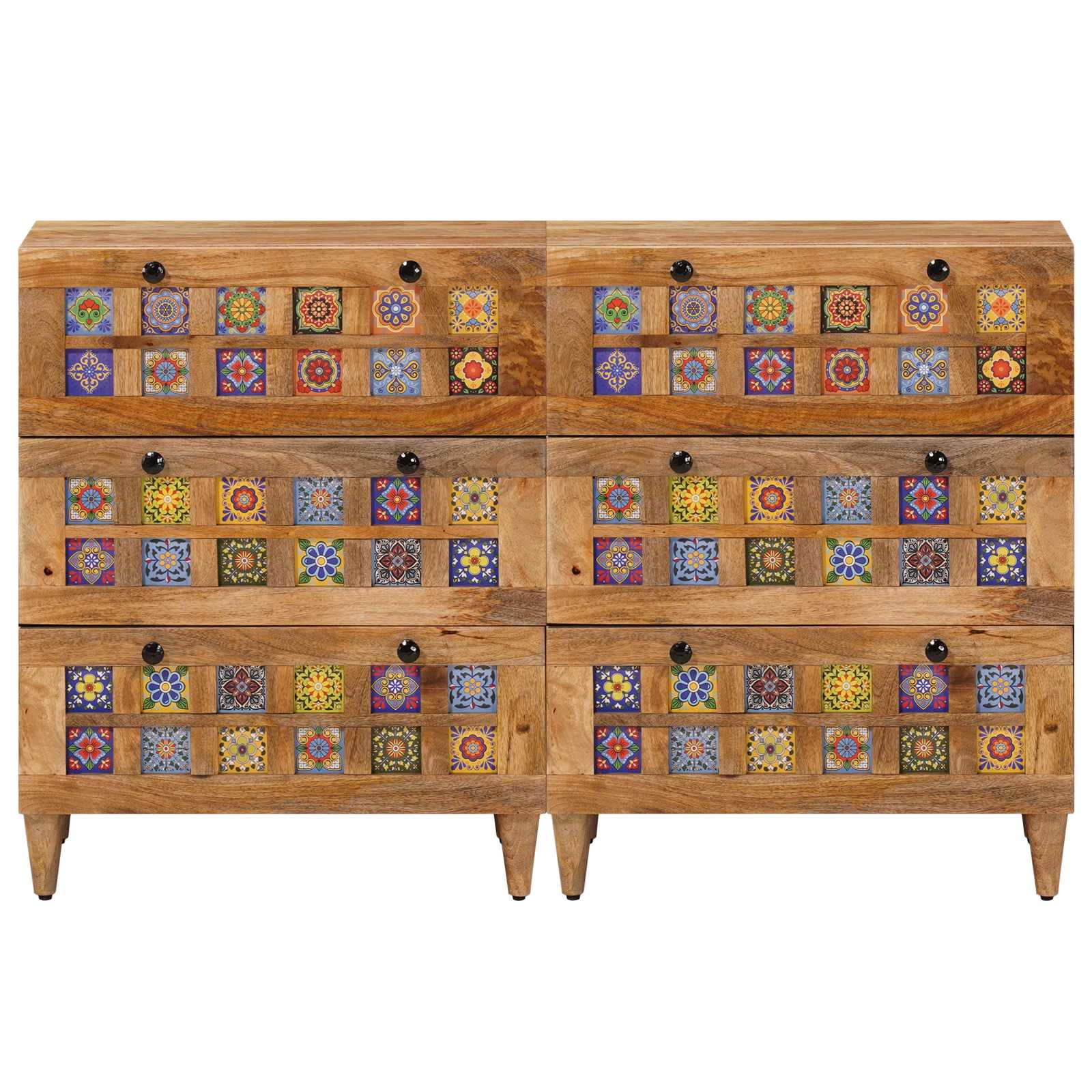 Πλαϊνό γραφείο 2 pcs Φυσικό 60 x 33 x 75 cm Στερεό ξύλο μάνγκο - Pakobazaar