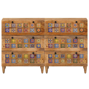 Πλαϊνό γραφείο 2 pcs Φυσικό 60 x 33 x 75 cm Στερεό ξύλο μάνγκο - Pakobazaar