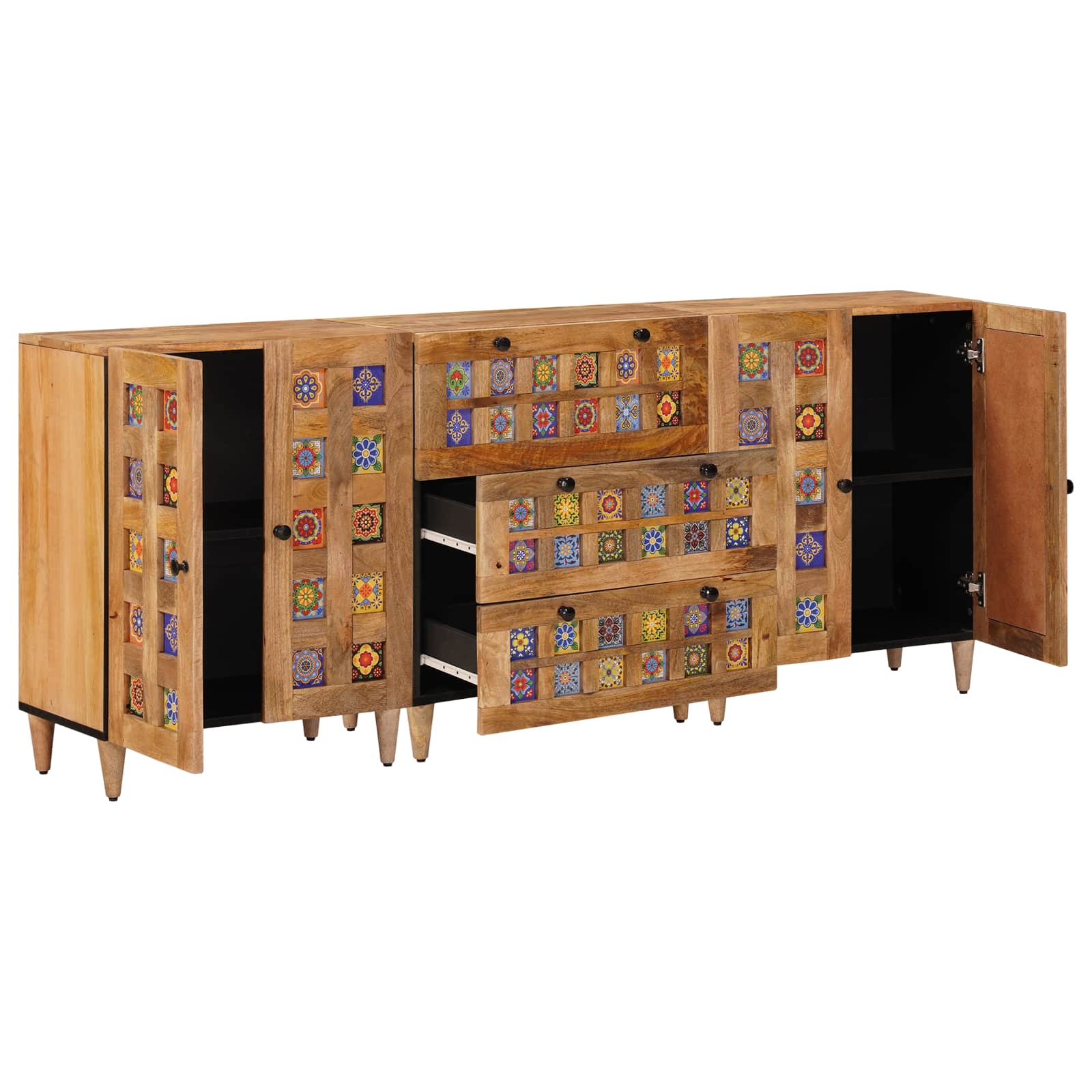 Πλαϊνό γραφείο 3 pcs Φυσικό 60 x 33,5 x 75 εκ. - Pakobazaar