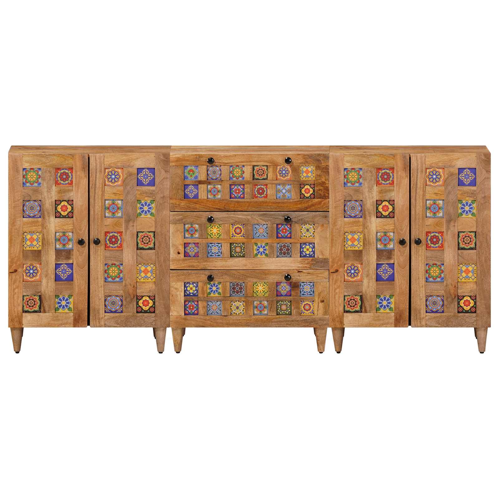 Πλαϊνό γραφείο 3 pcs Φυσικό 60 x 33,5 x 75 εκ. - Pakobazaar