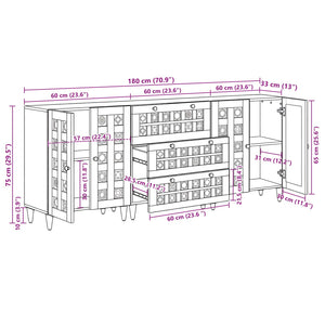 Πλαϊνό γραφείο 3 pcs Φυσικό 60 x 33,5 x 75 εκ. - Pakobazaar