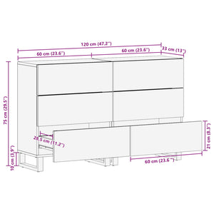Πλαϊνό γραφείο 2 τμχ. 60 x 33 x 75 cm Στερεό ξύλο μάνγκο Καφέ