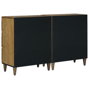 Πλαϊνό γραφείο 2 pcs Καφέ 60 x 33,5 x 75 εκ. Στερεό ξύλο μάνγκο - Pakobazaar