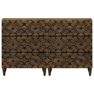 Πλαϊνό γραφείο 2 pcs Καφέ 60 x 33,5 x 75 εκ. Στερεό ξύλο μάνγκο - Pakobazaar