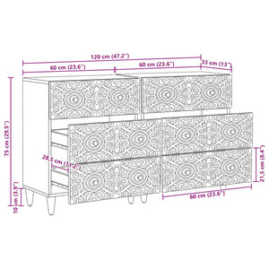 Πλαϊνό γραφείο 2 pcs Καφέ 60 x 33,5 x 75 εκ. Στερεό ξύλο μάνγκο - Pakobazaar