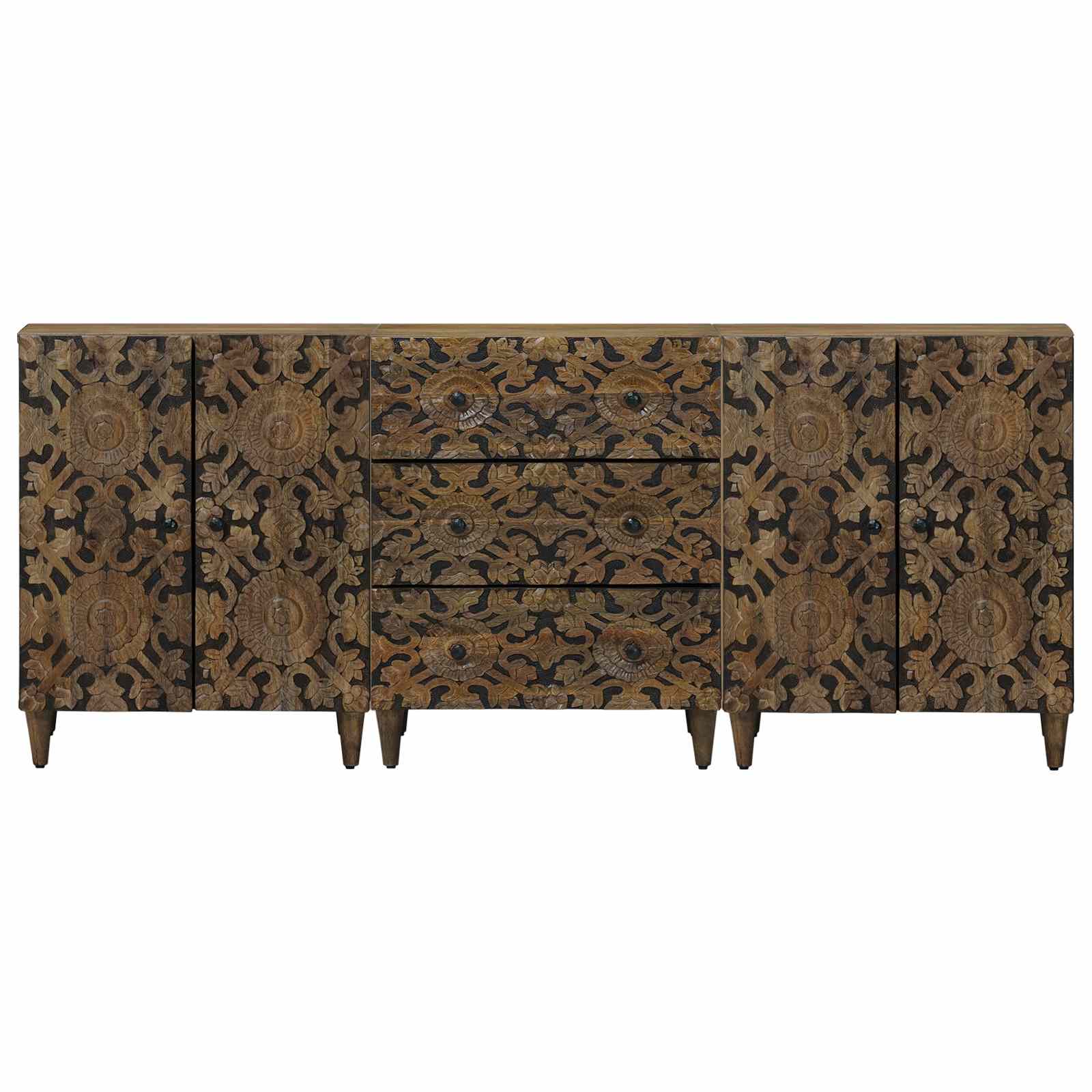 Πλαϊνό γραφείο 3 pcs Καφέ 60 x 33,5 x 75 εκ. Στερεό ξύλο μάνγκο - Pakobazaar