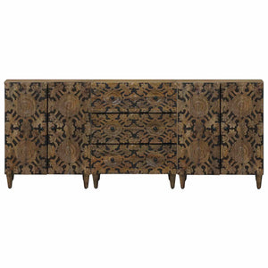 Πλαϊνό γραφείο 3 pcs Καφέ 60 x 33,5 x 75 εκ. Στερεό ξύλο μάνγκο - Pakobazaar