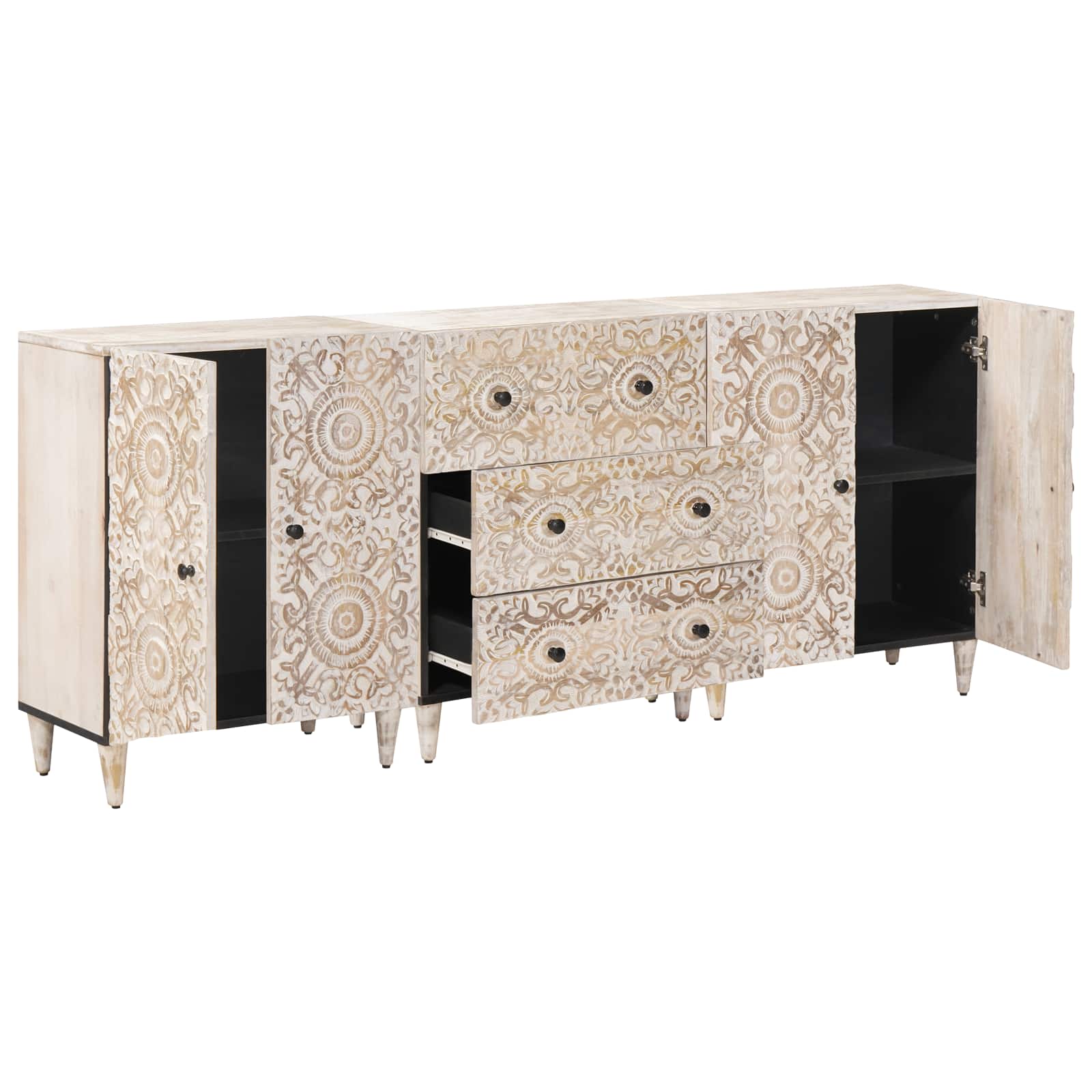 Πλαϊνό γραφείο 3 pcs Λευκό 60 x 33,5 x 75 εκ. - Pakobazaar