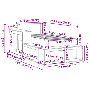 Σκελετός Κρεβ. Χωρίς Στρώμα Καφέ 80x200 εκ. Μασίφ Ξύλο Πεύκου