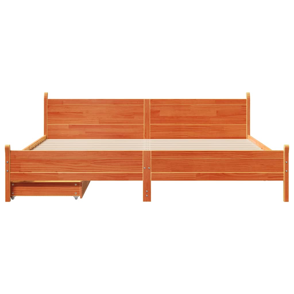 Σκελετός Κρεβ. Χωρίς Στρώμα Καφέ Κεριού 200x200 εκ Μασίφ Πεύκο