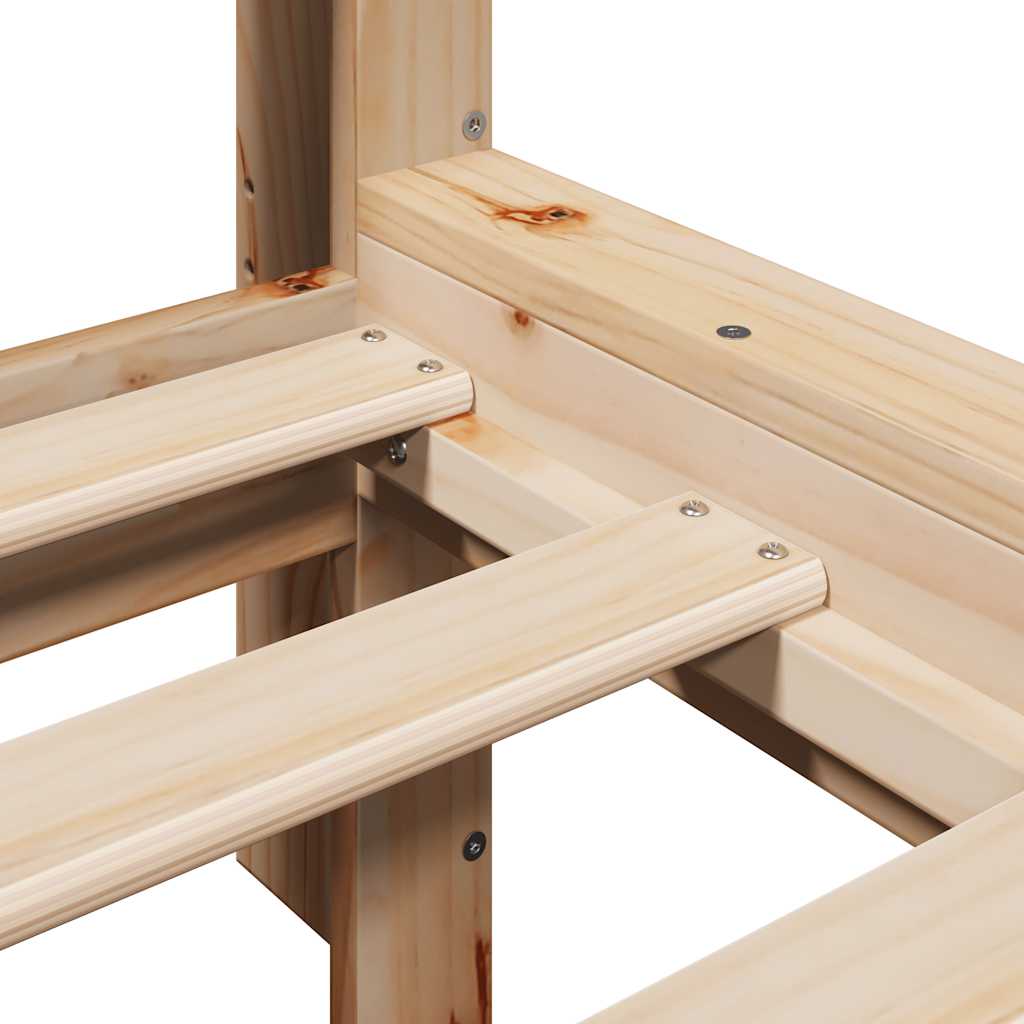 Κρεβάτι Βιβλιοθήκη Χωρίς Στρώμα 150x200 εκ Μασίφ Ξύλο Πεύκου