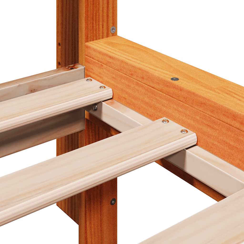 Κρεβάτι Βιβλιοθήκη Χωρίς Στρώμα 100x200 εκ Μασίφ Ξύλο Πεύκου