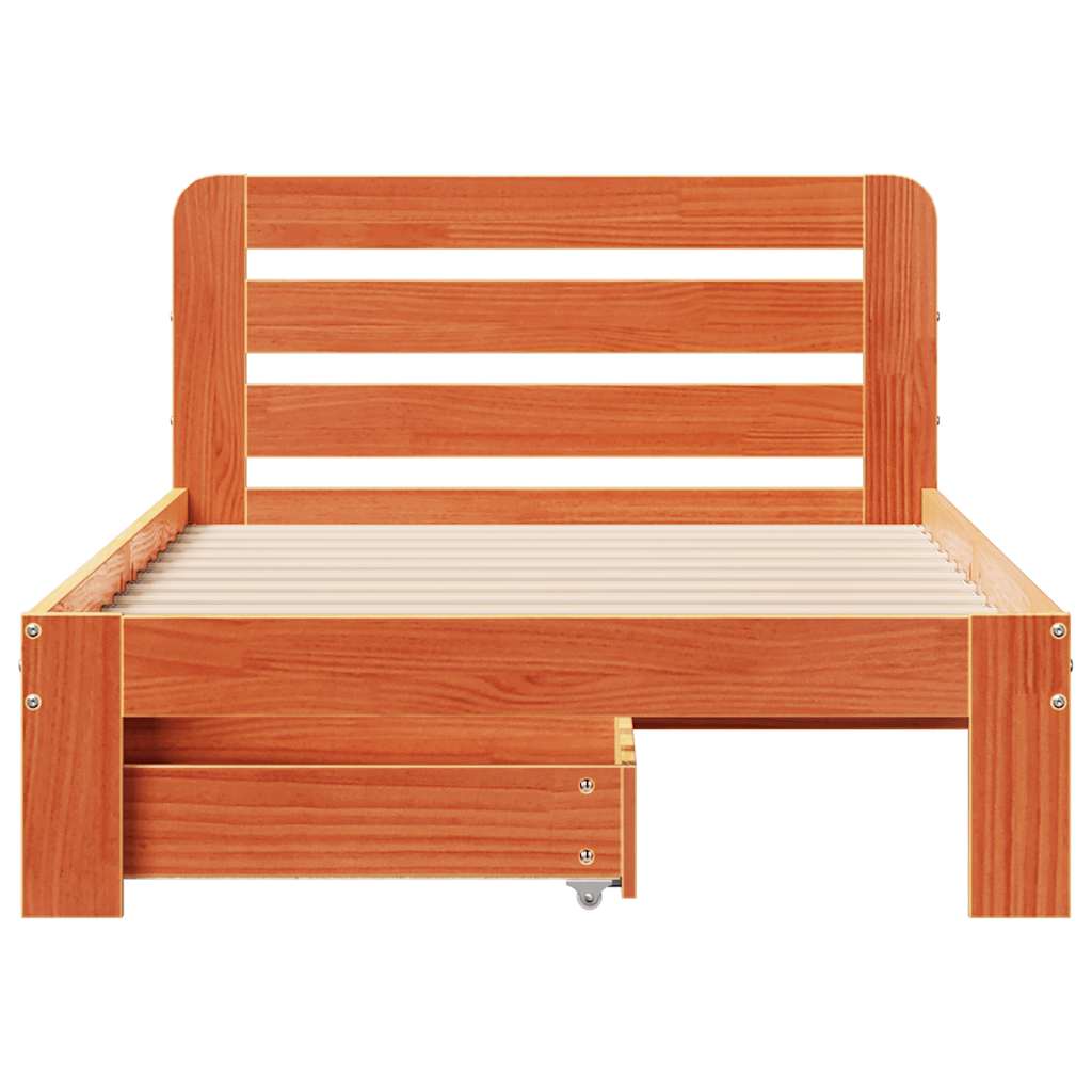 Σκελετός Κρεβ. Χωρίς Στρώμα Καφέ Κεριού 90x190 εκ Μασίφ Πεύκο