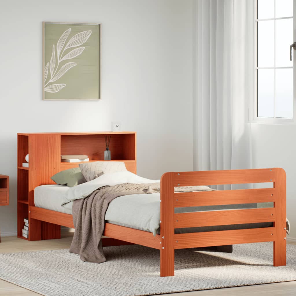 Σκελετός Κρεβ. Χωρίς Στρώμα Καφέ Κεριού 90x190 εκ Μασίφ Πεύκο