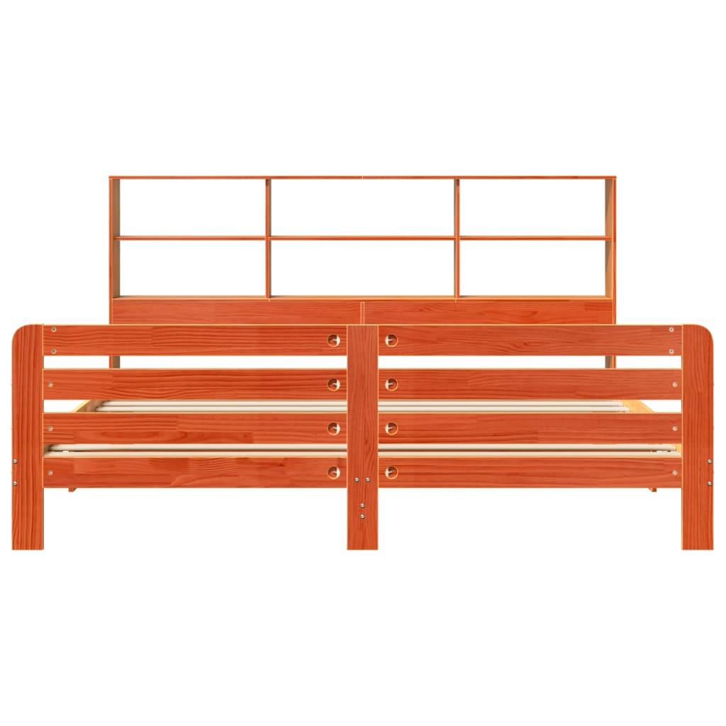 Σκελετός Κρεβ. Χωρίς Στρώμα Καφέ Κεριού 200x200 εκ Μασίφ Πεύκο