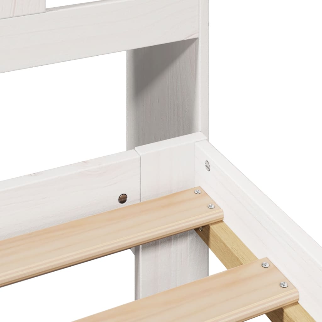 Κρεβάτι Βιβλιοθήκη Χωρίς Στρώμα 140x200 εκ Μασίφ Ξύλο Πεύκο