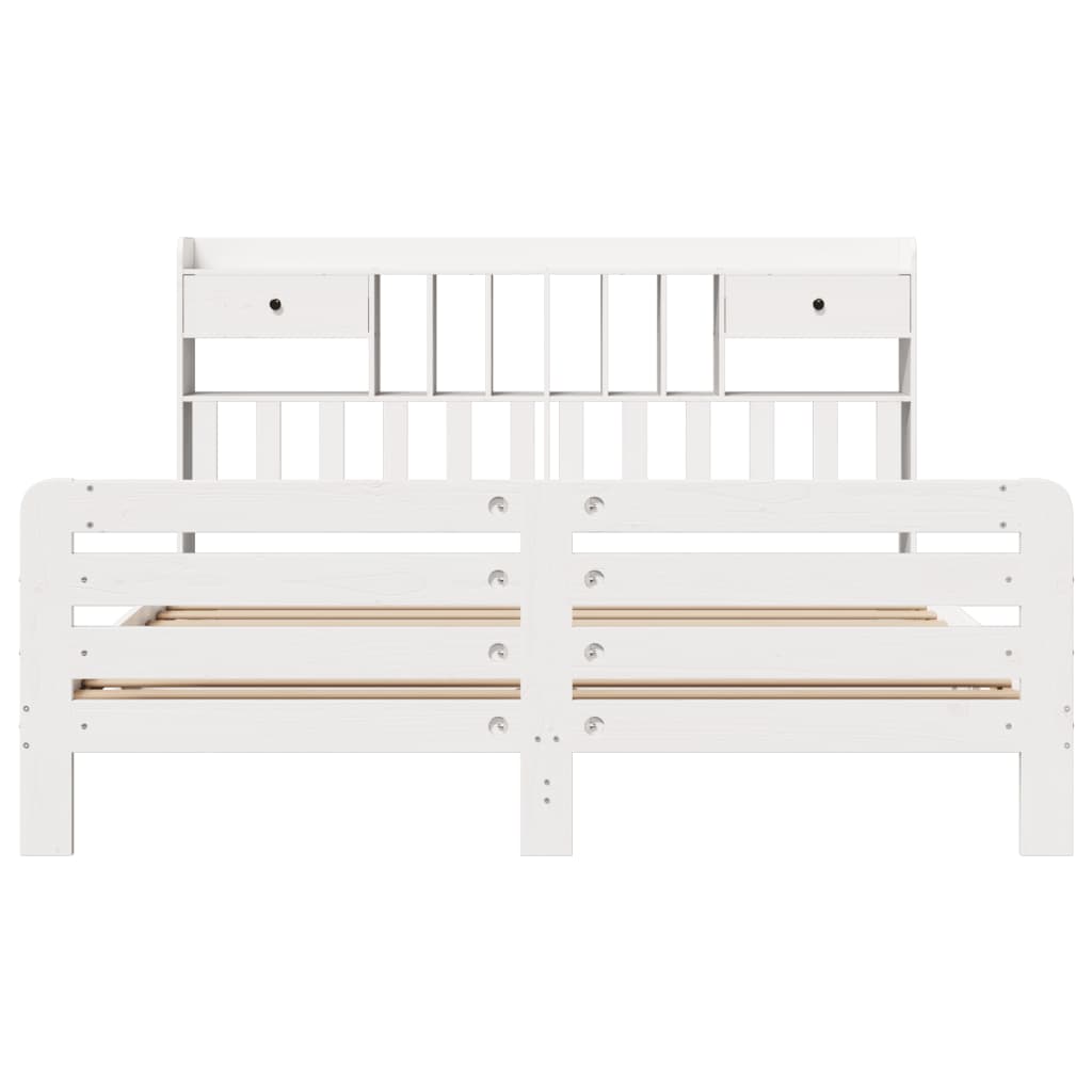 Κρεβάτι Βιβλιοθήκη Χωρίς Στρώμα 180x200 εκ Μασίφ Ξύλο Πεύκου