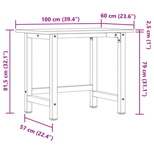 Πάγκος Εργασίας Ορθογώνιος 100x60x81,5 εκ. από Μασίφ Ξύλο Δρυός - Pakobazaar
