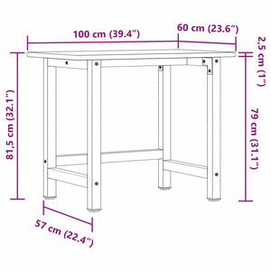 Πάγκος Εργασίας Ορθογώνιος 100x60x81,5 εκ. από Μασίφ Ξύλο Οξιάς