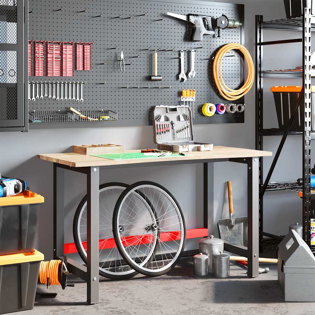 Πάγκος εργασίας  140x60x81,5 cm μασίφ ξύλο δρυς