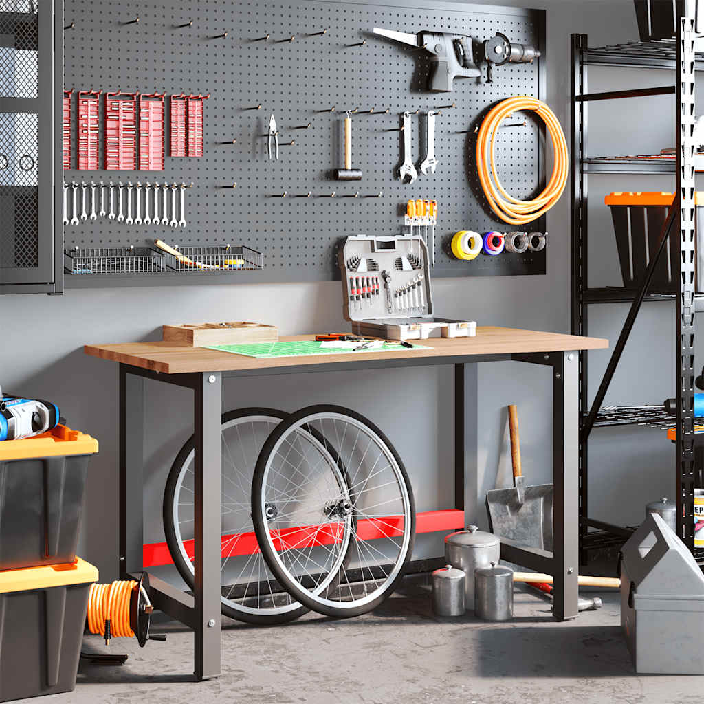 Πάγκος Εργασίας Ανοιχτό Καφέ 140x60x81,5 cm Μασίφ Ξύλο Δρυς