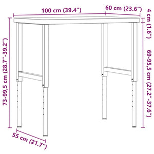 Πάγκος Εργασίας Ορθογώνιος 100x60x(73-99,5) εκ Μασίφ Ξύλο Οξιάς - Pakobazaar