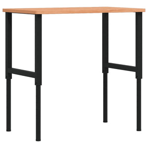 Πάγκος Εργασίας Ορθογώνιος 100x60x(71,5-98) εκ Μασίφ Ξύλο Οξιάς