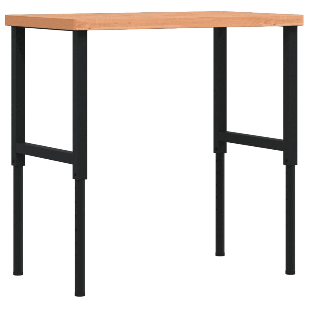 Πάγκος Εργασίας Ορθογώνιος 100x60x(73-99,5) εκ Μασίφ Ξύλο Οξιάς