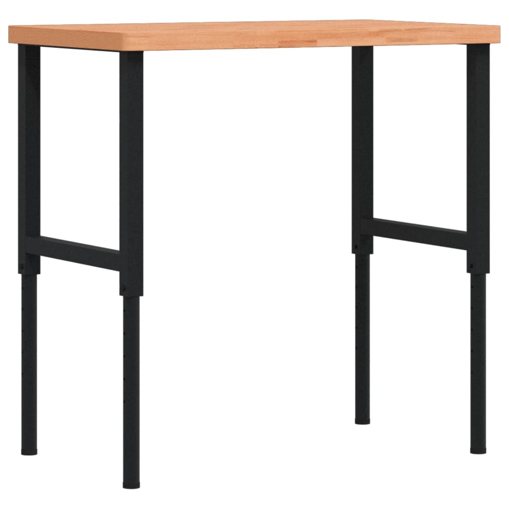 Πάγκος Εργασίας Ορθογώνιος 100x60x(73-99,5) εκ Μασίφ Ξύλο Οξιάς
