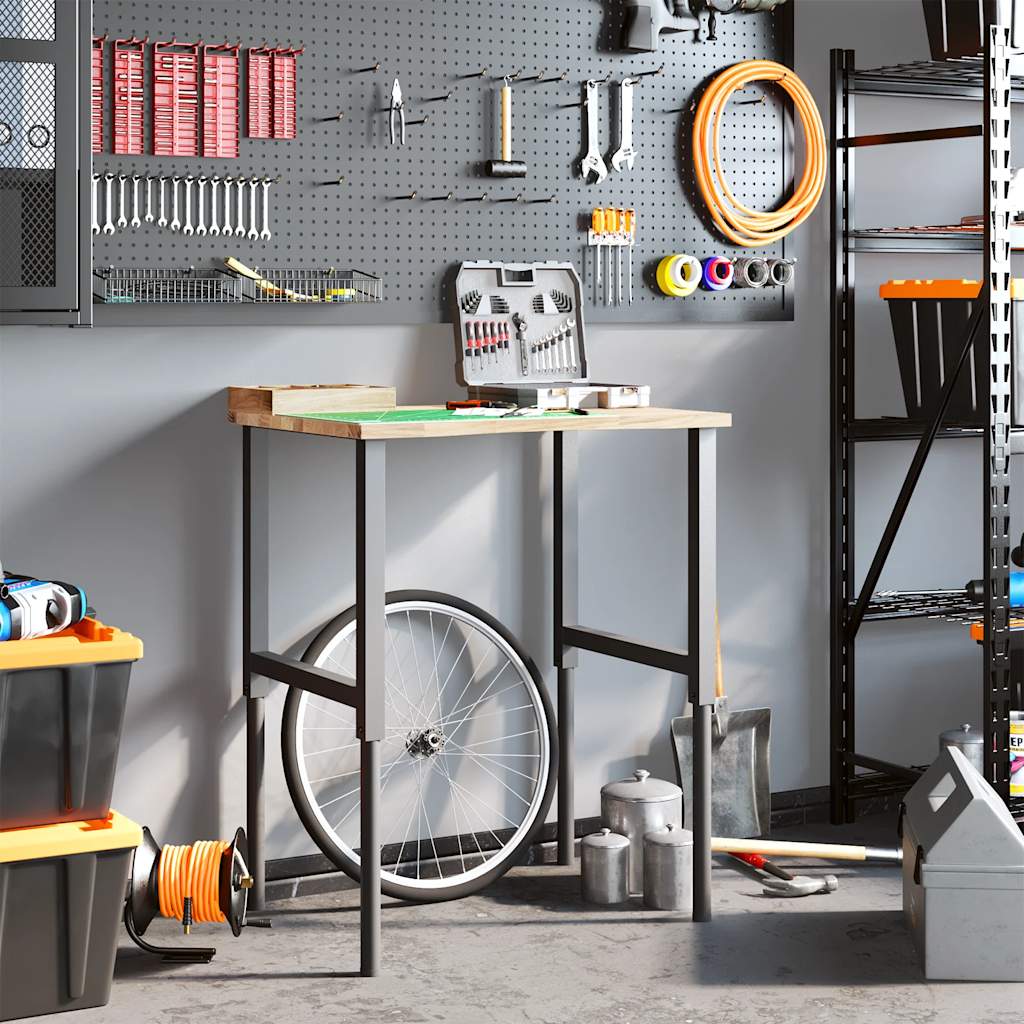 πάγκος εργασίας  80x60x(71,5-98) cm Μασίφ Ξύλο Δρυς - Pakobazaar