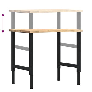 πάγκος εργασίας  80x60x(71,5-98) cm Μασίφ Ξύλο Δρυς - Pakobazaar