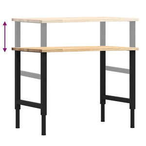 Πάγκος Εργασίας 100x60x(71,5-98) cm Μασίφ Ξύλο Δρυς