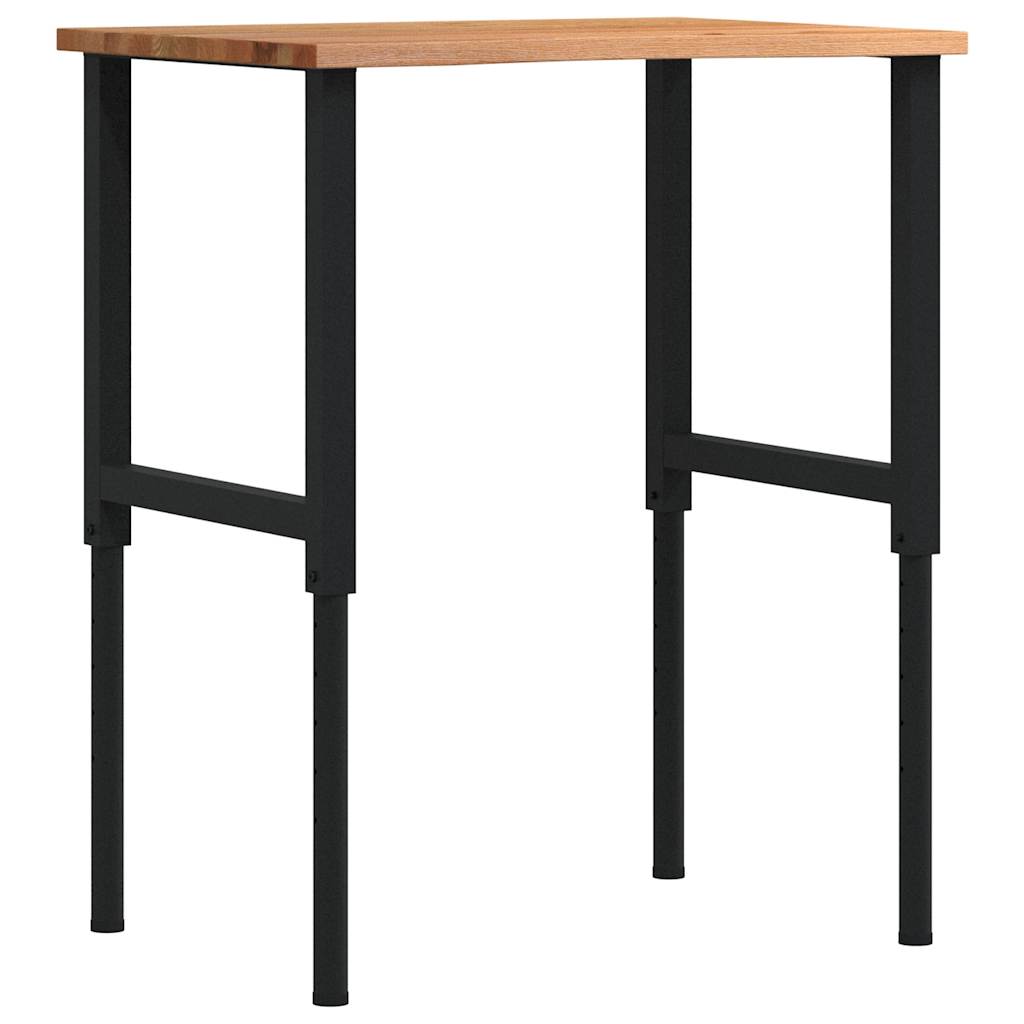 Πάγκος Εργασίας Ανοιχτό Καφέ 80x60x(71,5-98) cm Μασίφ Ξύλο Δρυς